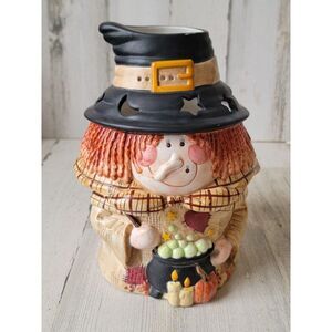 Yankee Candle ceramic witch cauldron holder Halloween star moon
